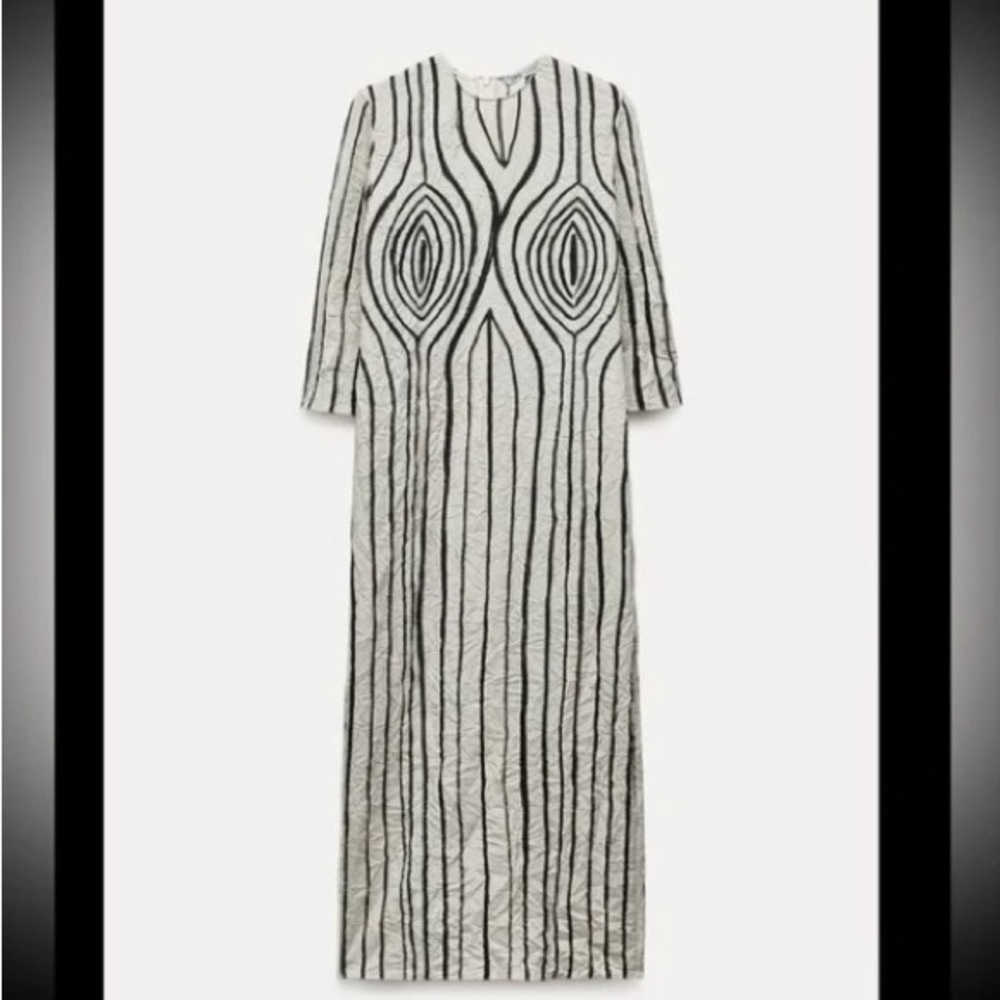 Zara Black and White Midi Dress